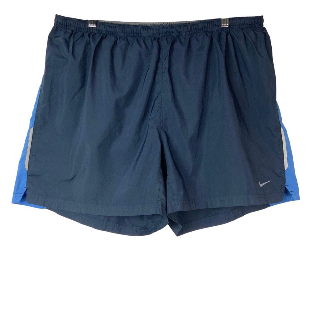 Nike FIT DRY Blue Running Lined Shorts XL Elastic Waist Pull On Reflective Mesh